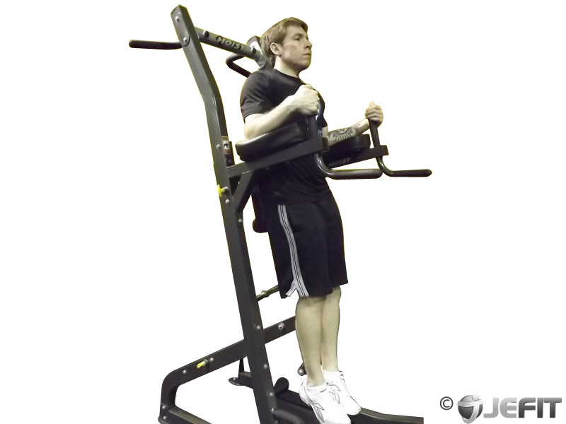 Knee Hip Raise On Parallel Bars