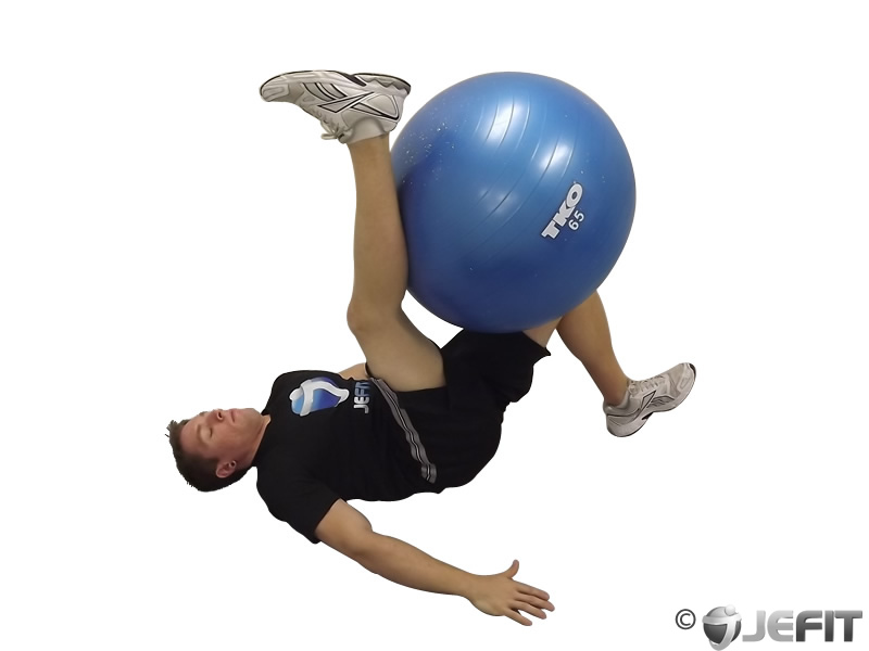 Supine Straight Leg Hamstring Stretch on Exercise Ball Exercise