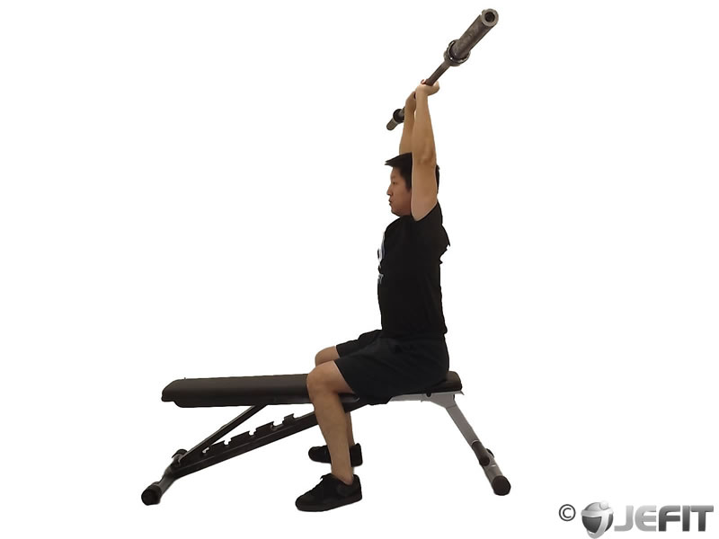 Barbell Seated Overhead Triceps Extension