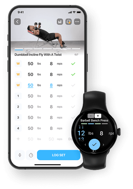 Jefit App screenshot on phone and watch
