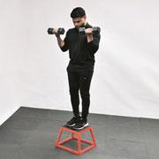 Dumbbell Bicep Curl Step-Up Demonstration