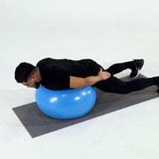 Stability Ball Back Extension with Knees Off Ground Demonstration