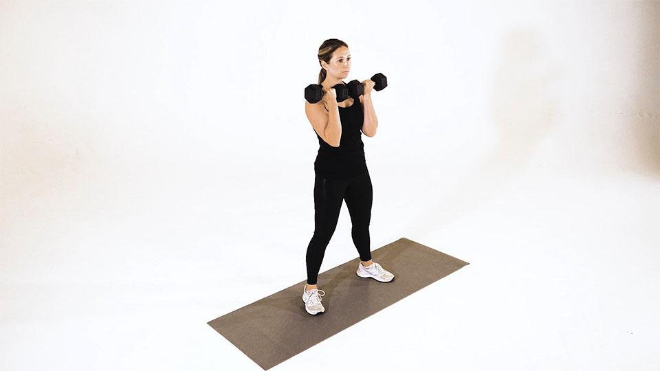 Dumbbell Squat to Bicep Curl Demonstration