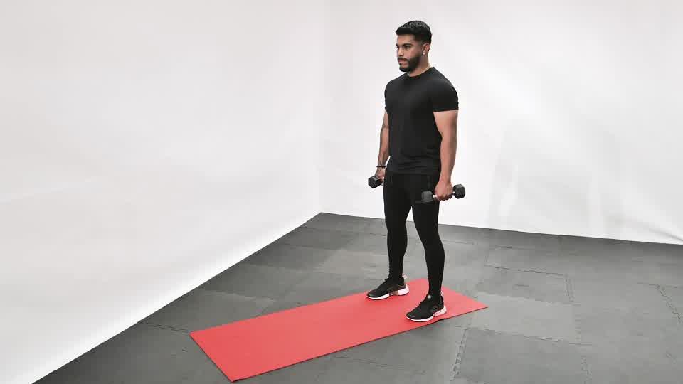 Dumbbell Forward Lunge with Bicep Curl Demonstration