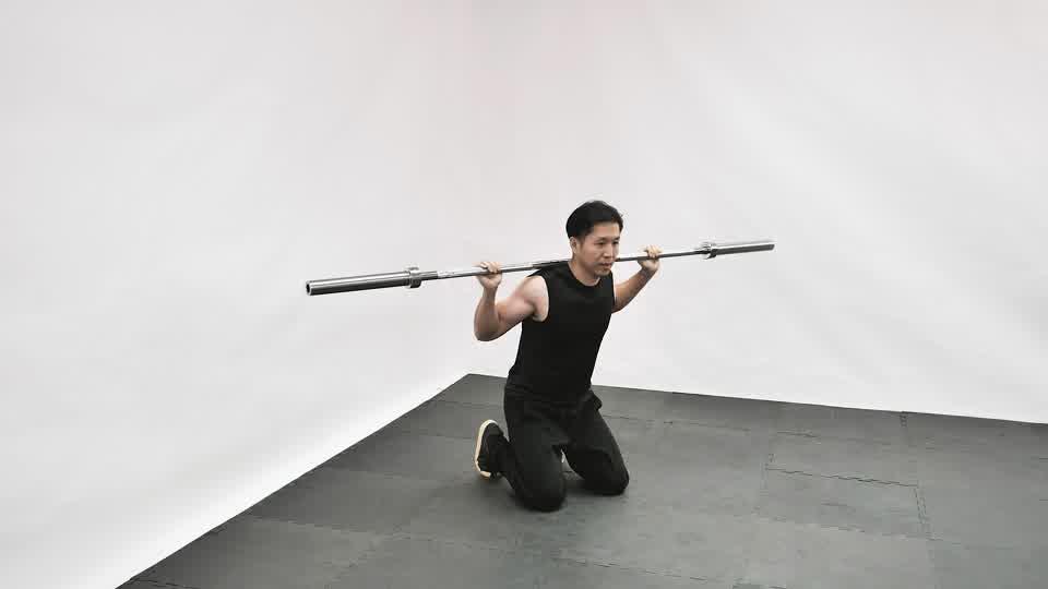 Barbell Kneeling Jump Squat Demonstration