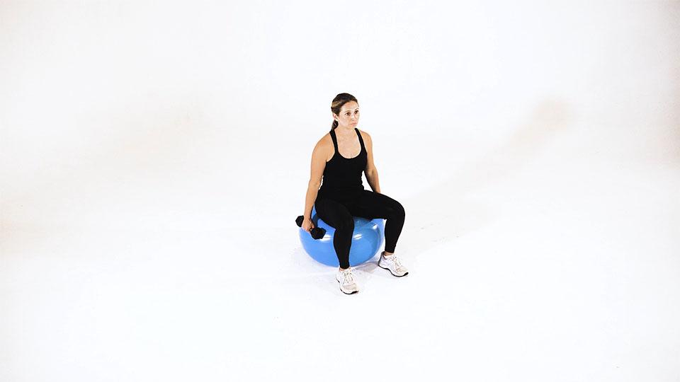 Dumbbell Shoulder Raise (Stability Ball) Demonstration