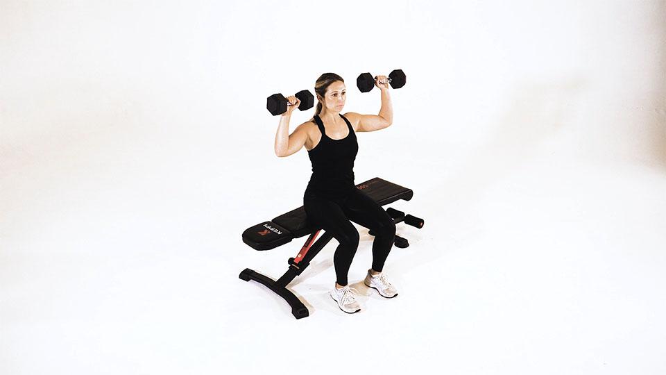 Dumbbell Seated One-Arm Shoulder Press Demonstration