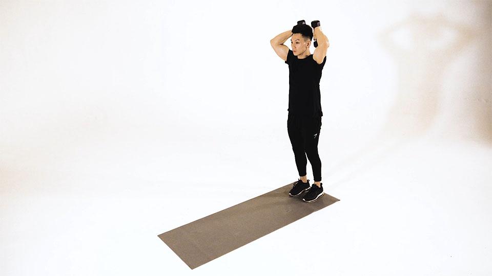 Dumbbell Lunge Tricep Extension Demonstration