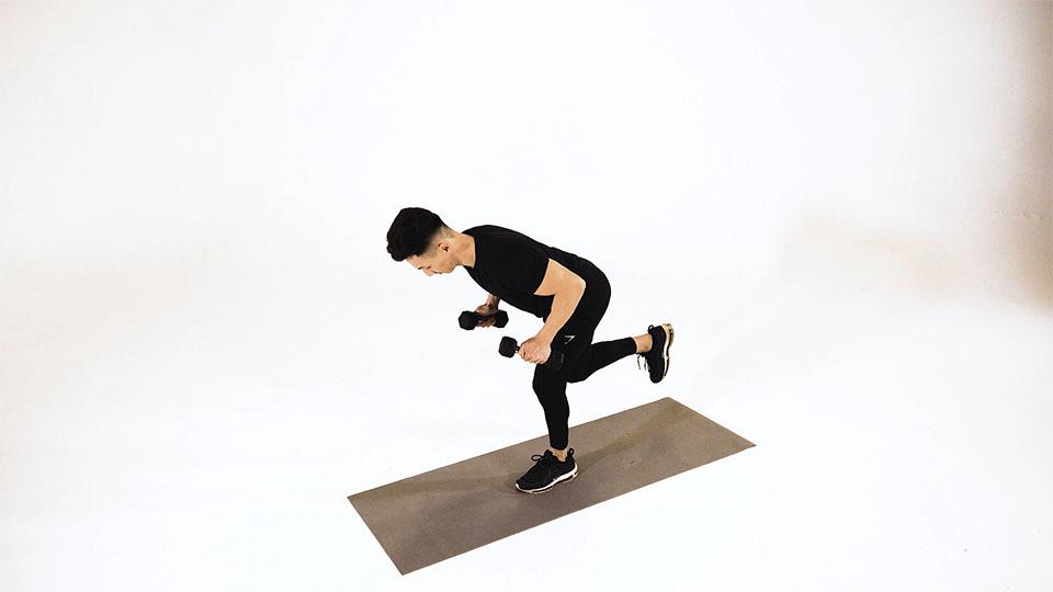 Dumbbell Tricep Kickback with Stork Stance Demonstration