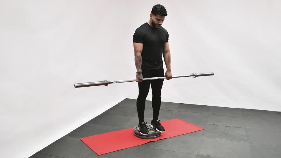 Barbell Romanian Deadlift From Deficit Demonstration