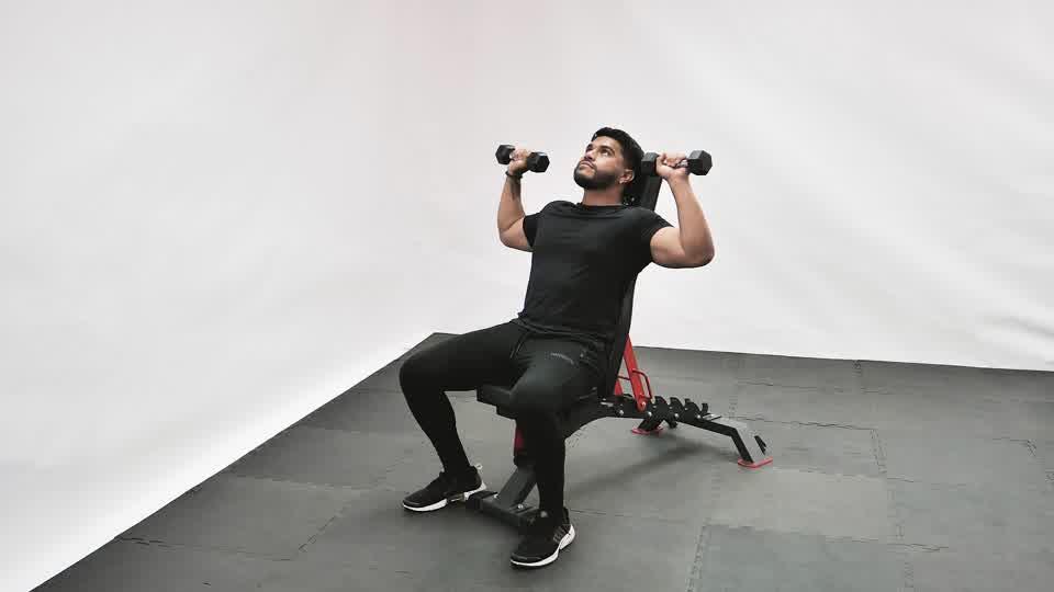 Dumbbell Seated Alternating Shoulder Press Demonstration
