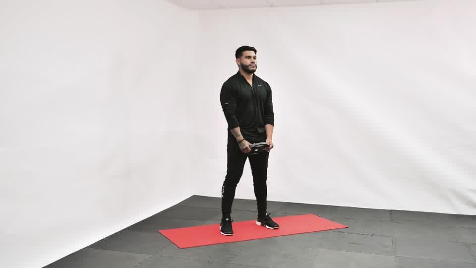 Weight Plate High Front Raise Demonstration
