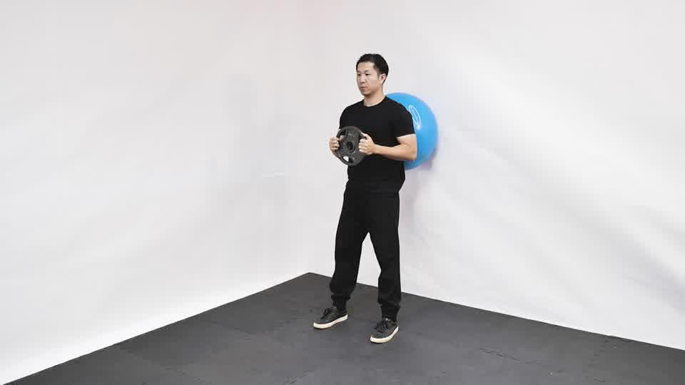 Stability Ball Weighted Wall Squat Demonstration