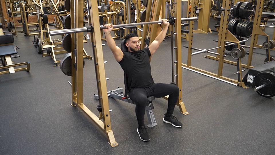 Smith Machine Shoulder Press (Wide Grip) Demonstration