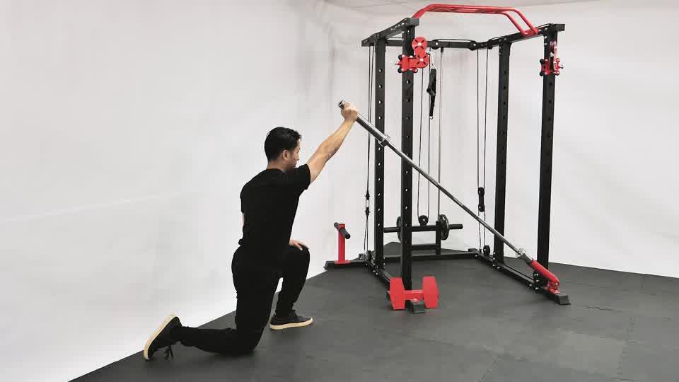 Barbell Landmine Kneeling One-Arm Press Demonstration