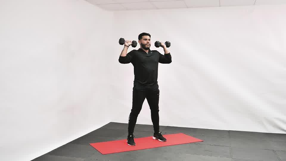 Dumbbell Squat to Shoulder Press Demonstration
