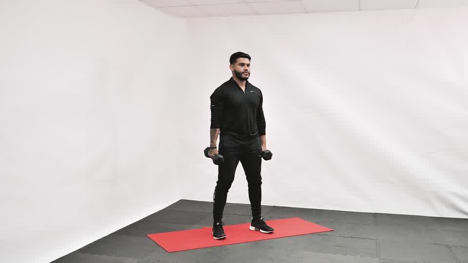 Dumbbell Squat Curl to Shoulder Press Demonstration