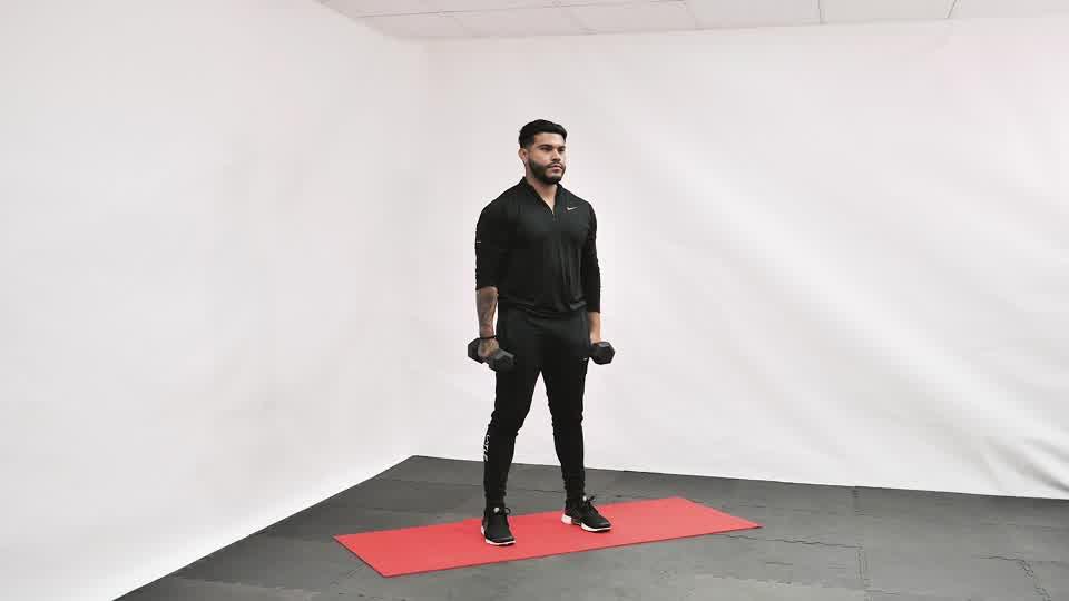 Dumbbell Hammer Curl to Press Demonstration