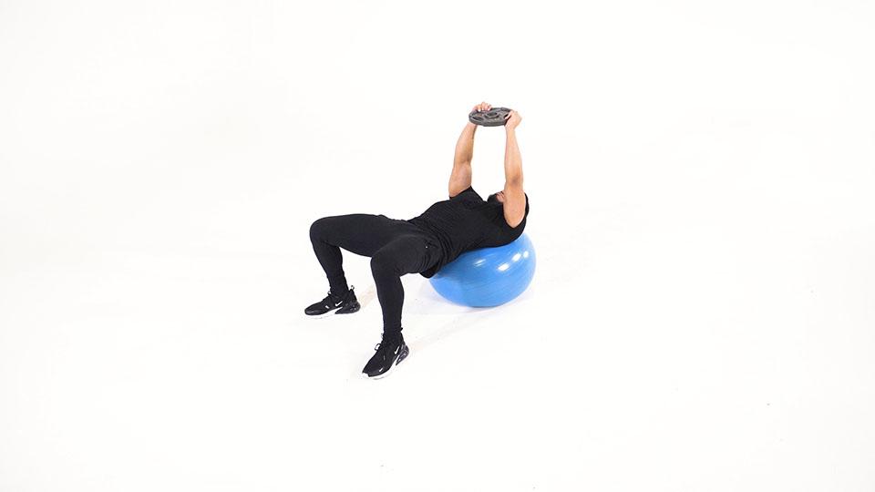 Stability Ball Weight Plate Pullover Demonstration