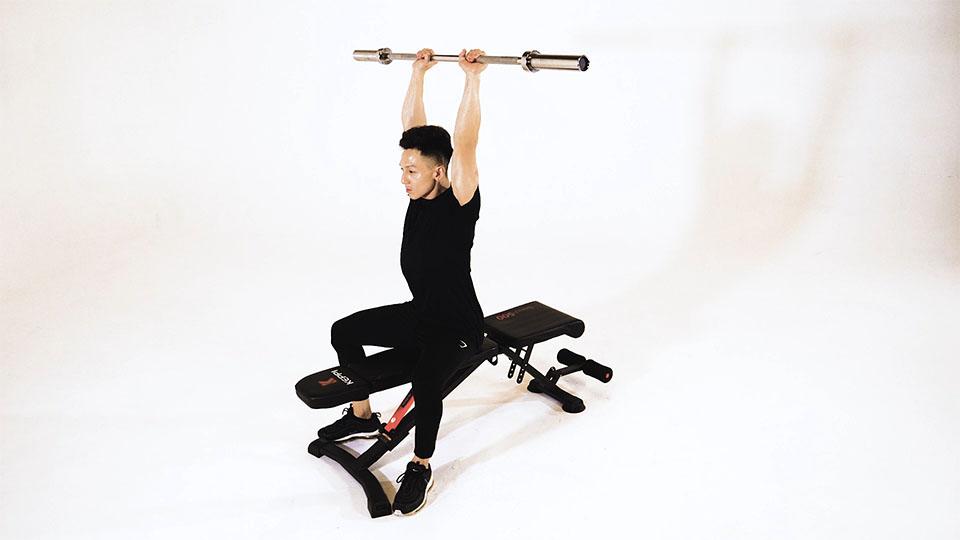 Barbell Seated Tricep Extension Demonstration