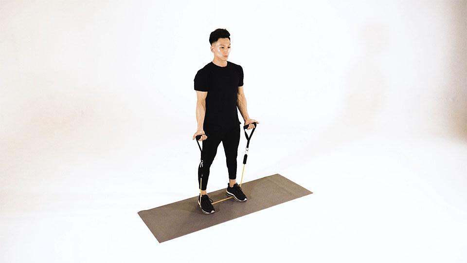 Band Alternating Bicep Curl  Demonstration