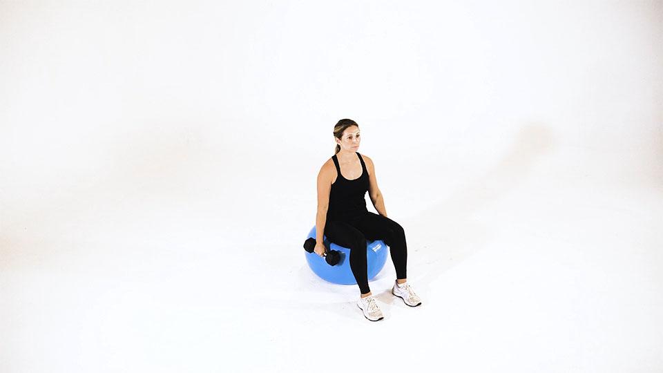Dumbbell Hammer Curl on Stability Ballbanner