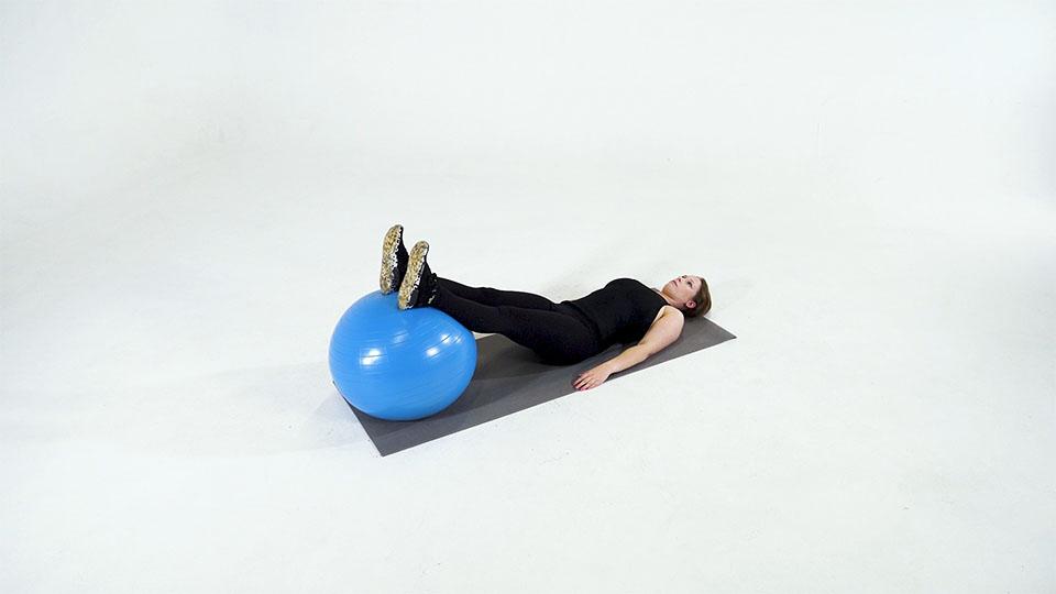 Stability Ball Hamstring Curl to Bridge Demonstration