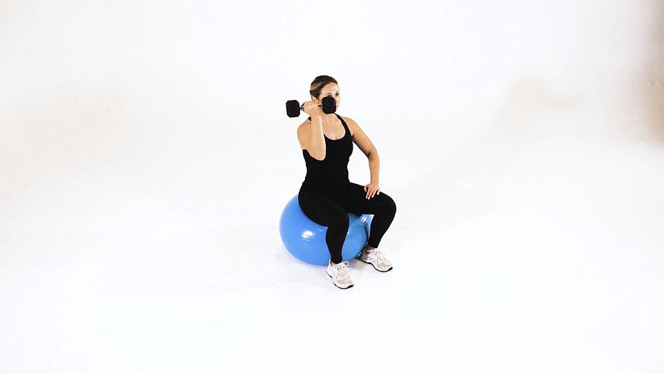 Dumbbell One-Arm Arnold Press (Stability Ball)banner