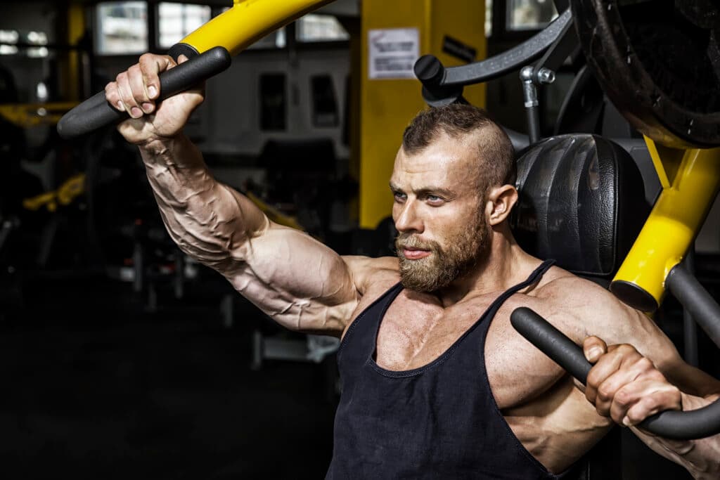 handsome bearded bodybuilding man