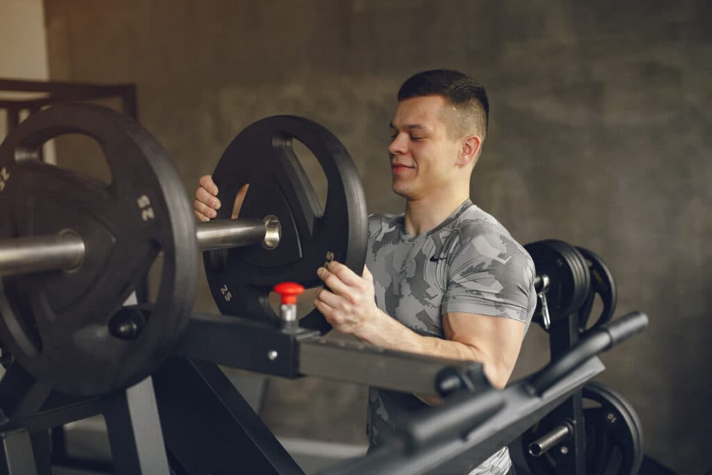 A handsome man is engaged in a gym