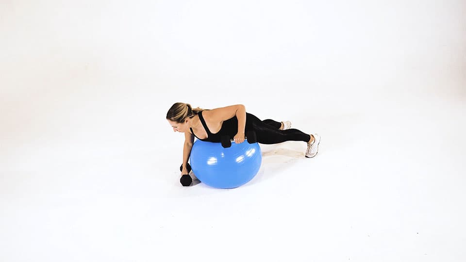 Stability Ball Rows Dumbbell Alternating Row (Stability Ball) - JEFIT
