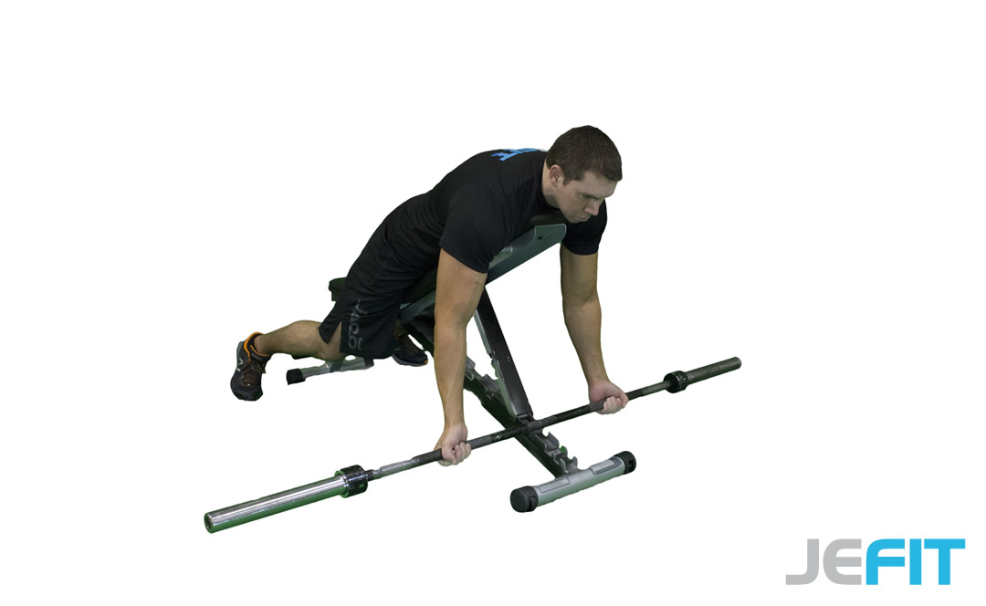 Barbell Curl Against an Incline