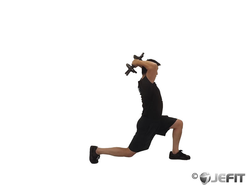 Dumbbell Forward Lunge Triceps Extension Exercise Database