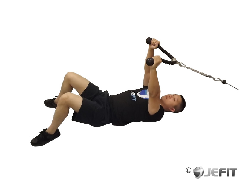 Cable Rope Lying On Floor Tricep Extension Exercise