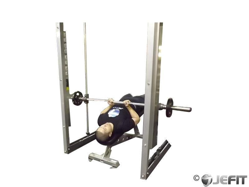 Smith Machine Reverse Decline Close Grip Bench Press Exercise