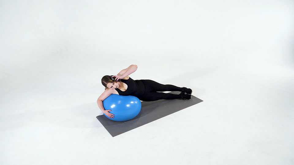 Stability Ball Weight Plate Side Bend exercise