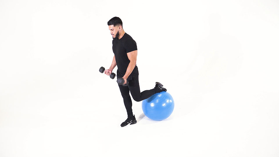 Dumbbell Bicep Curl on Stability Ball