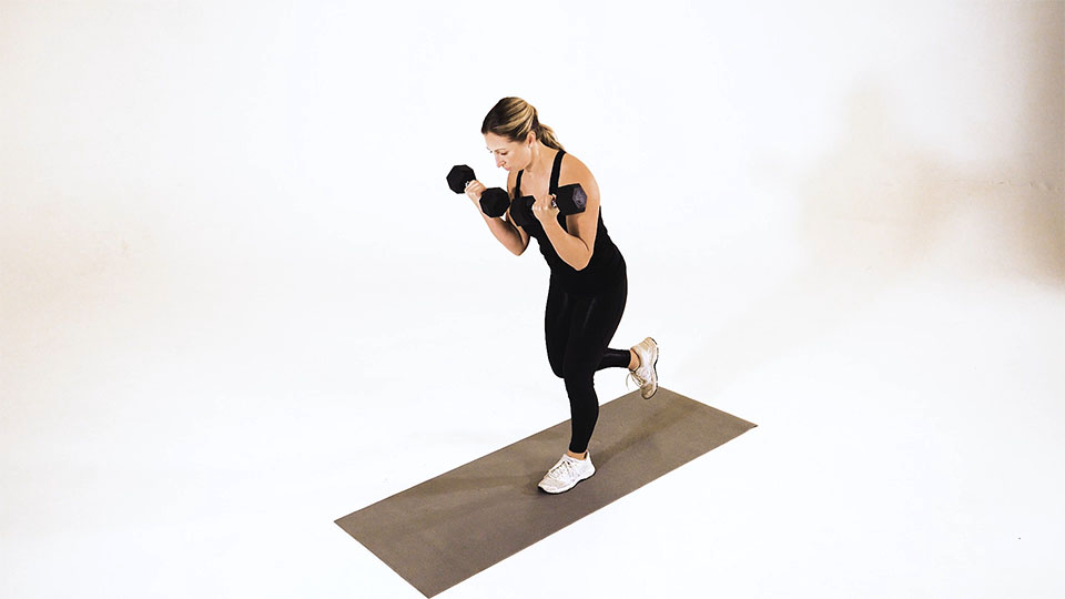 Dumbbell Bicep Curl With Stork Stance exercise