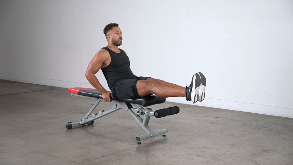 Seated Bench Leg Pull-In exercise