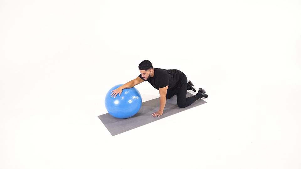 Stability Ball Lat Stretch exercise