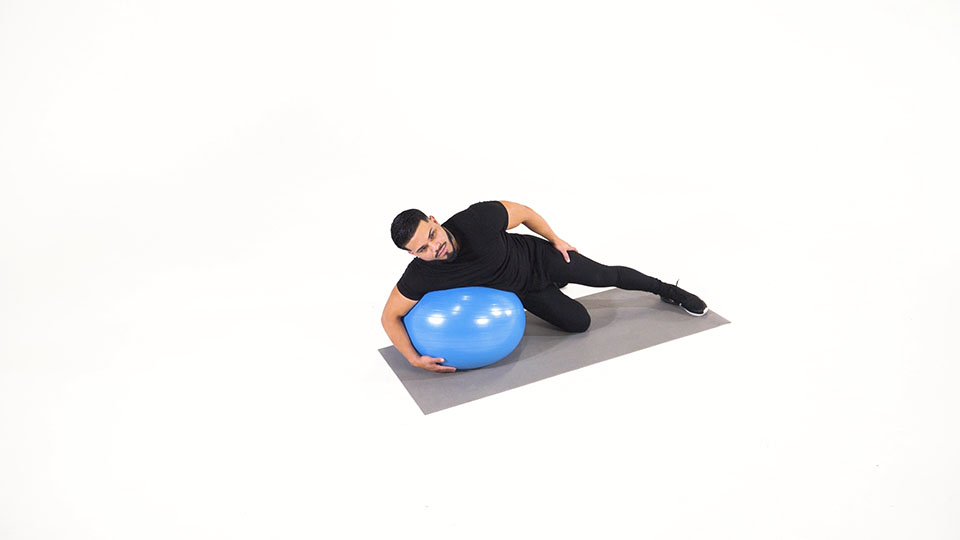 Stability Ball Lat Stretch exercise