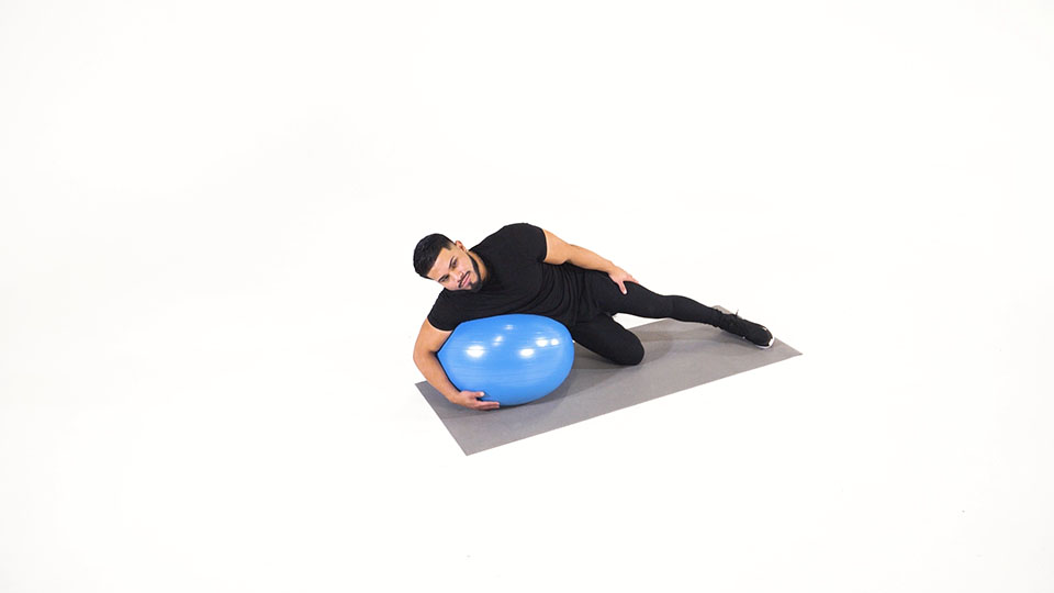 Stability Ball Side-Lying Neck Stretch exercise