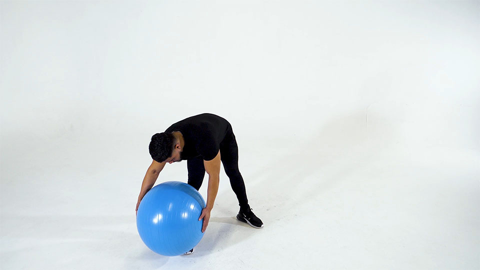 Stability Ball Standing Hamstring Stretch