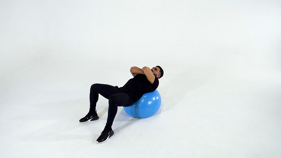 Stability Ball Incline Ab Crunch exercise