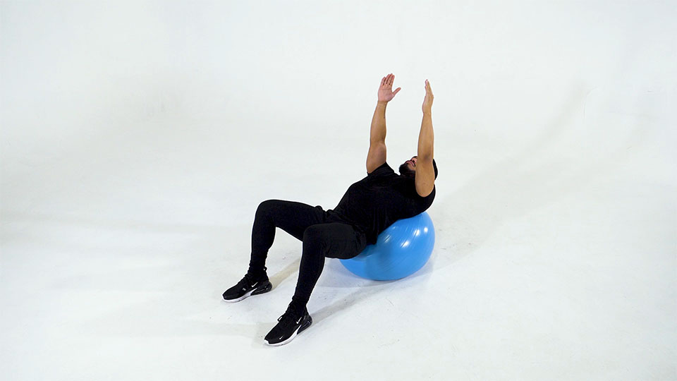 Stability Ball Extended Arm Crunch