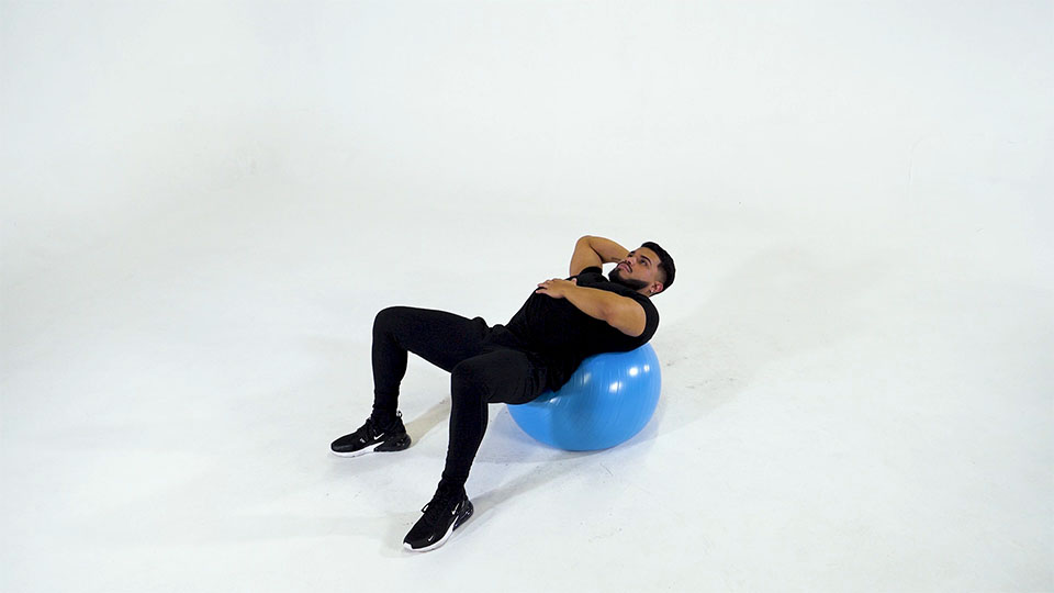 Stability Ball Oblique Curl exercise