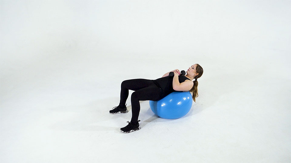 Stability Ball Dumbbell Sit-Up exercise