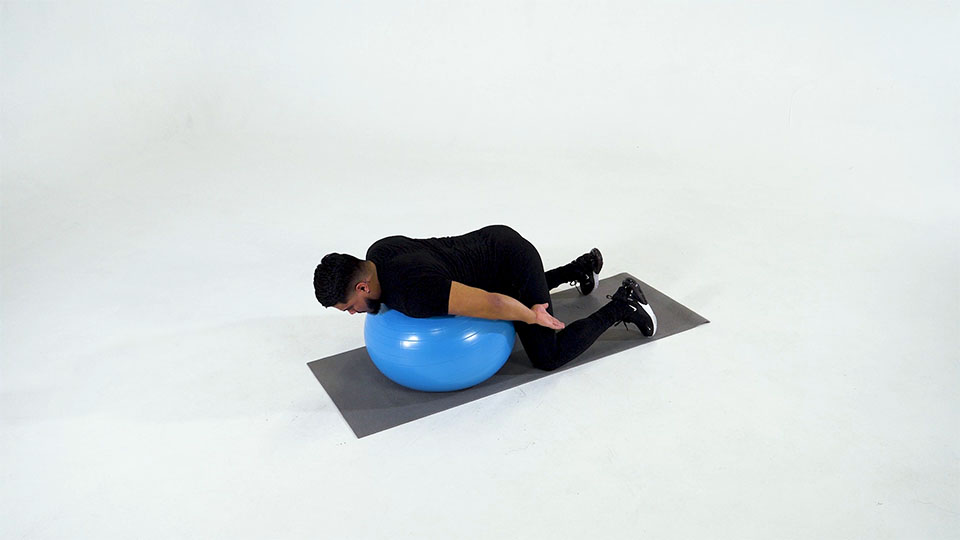 Stability Ball Back Extension with Rotation exercise