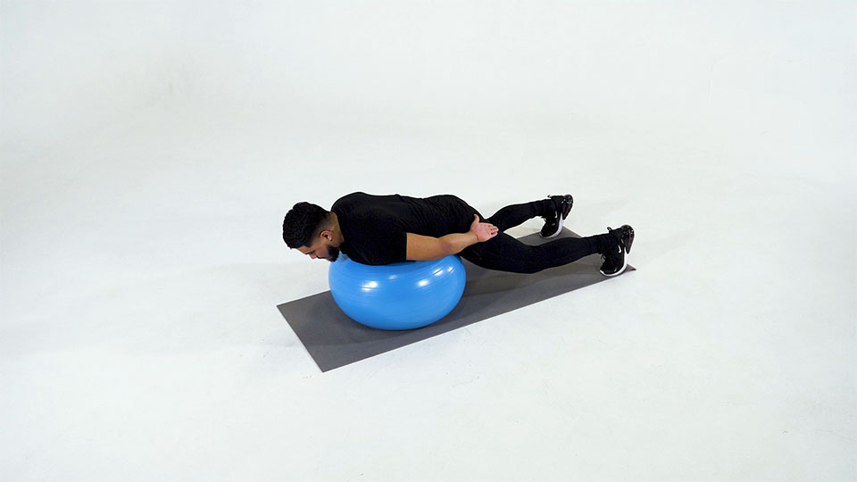 Stability Ball Back Extension with Knees Off Ground