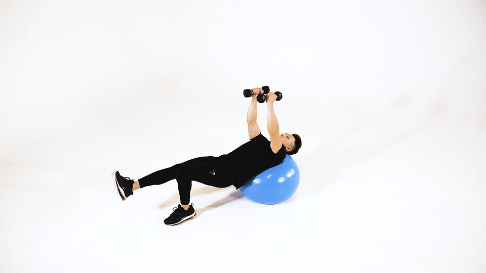 Dumbbell Single-Leg Fly (Stability Ball exercise